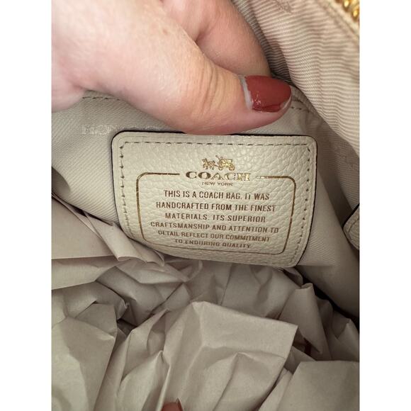 Coach Chelsea Shoulder Bag Studded with Floral Rivets Chalk White Leather Daisy - Picture 12 of 13